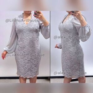Jessica Howard Lace Glitter Illusion Sheath Dress(C051)-Size 16  for Wom…